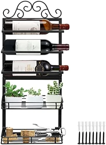 AUHOKY Wine Rack Wall Mounted, Metal Wine Bottle Glass Display Holder With Hanging Goblet Holders & Cork Storage, Hanger Wall Wine Bottle Shelf Organizer For Home Kitchen Dining Bathroom Decor 12 AUHOKY Wine Rack Wall Mounted, Metal Wine Bottle Glass Display Holder With Hanging Goblet Holders & Cork Storage, Hanger Wall Wine Bottle Shelf Organizer For Home Kitchen Dining Bathroom Decor - Image 10
