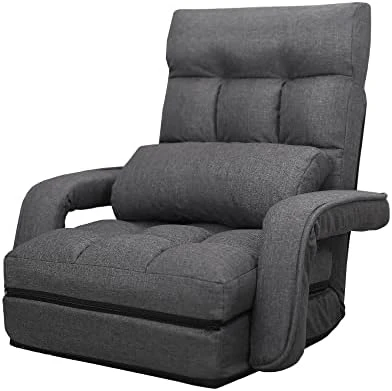WAYTRIM Indoor Chaise Lounge Chair, Floor Chair For Adults 6-Position Indoor Lounge Chair Lazy Sofa With Armrests And Pillow Comfy Chair For Bedroom, Dorm, Living Room - Charcoal 9 WAYTRIM Indoor Chaise Lounge Chair, Floor Chair For Adults 6-Position Indoor Lounge Chair Lazy Sofa With Armrests And Pillow Comfy Chair For Bedroom, Dorm, Living Room - Charcoal - Image 7