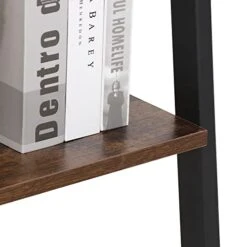 Nouva 4 Tier Ladder Shelf, Industrial Bookshelf Free Standing Steel Frame Open Display Rack Shelf Wooden Shelf For Living Room Bedroom Kitchen Home Office Bathroom Garage, Rustic Brown -Amazon Store 4193fR7Zu5L