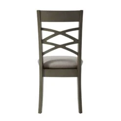 Leick Home 10184-GSMH Wood Double Cross Back Dining Chair, Set Of 2, Graystone With Moss Heather Seat -Amazon Store 4196Mbi3kuL
