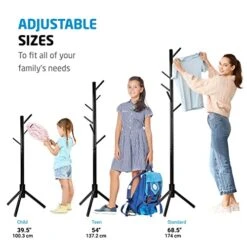 ZOBER Coat Rack Freestanding - Wooden 6 Hanger Clothing Rack With Modern Hooks For Bag, Hat, Jacket, Purse, Umbrella - Standing Hat Rack Coat Hanger For Entryway - Black -Amazon Store 4198hsZ1uqL