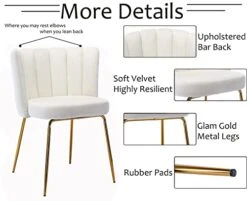 Janoray Velvet Dining Chairs Upholstered Gold Metal Legs Cream Mid Century Modern Accent Chair Set Of 2 For Living Room Kitchen Dining Room, Cream -Amazon Store 419JxtsPUOL