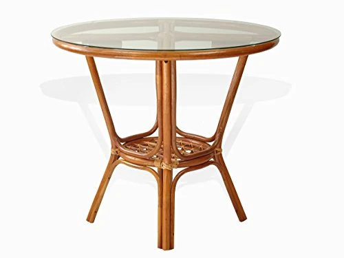Pelangi Rattan Wicker Round Dining Table With Glass Top, Colonial 3 Pelangi Rattan Wicker Round Dining Table With Glass Top, Colonial