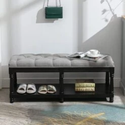Janoray Farmhouse Storage Bench Wooden Entryway Linen Upholstered Ottoman Button Tufted Bench For Bedroom End Of Bed Hallway Organizer, Beige, 32 Inch 27 Janoray Farmhouse Storage Bench Wooden Entryway Linen Upholstered Ottoman Button Tufted Bench For Bedroom End Of Bed Hallway Organizer, Beige, 32 Inch -Amazon Store 419RyyQimEL. AC