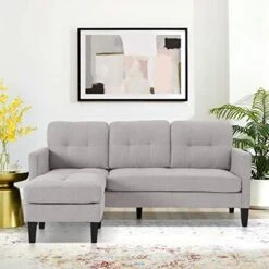 LETATA Convertible Sectional Sofa Couch With Chaise, Gray L Shaped Couch Sofa Set With Reversible Ottoman, Modern Small Sectional Couches For Living Room,Apartment,Small Spaces (Light Grey) -Amazon Store 419Seg9jeIL