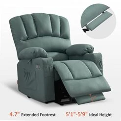 MCombo Electric Power Lift Recliner Chair Sofa With Massage And Heat For Elderly, Extended Footrest, Hand Remote Control, Cup Holders, USB Ports, 2 Side Pockets, Fabric 7095 -Amazon Store 419XJw5EFXL