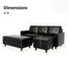 HONBAY Convertible Sectional Sofa With Ottoman Modern L Shape Sectional Couch Faux Leather Couch With Reversible Chaise, Black