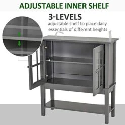 HOMCOM Coffee Bar Cabinet, Modern Sideboard Buffet Cabinet, Kitchen Cabinet With 2 Glass Doors, Adjustable Inner Shelving And Bottom Shelf, Grey 14 HOMCOM Coffee Bar Cabinet, Modern Sideboard Buffet Cabinet, Kitchen Cabinet With 2 Glass Doors, Adjustable Inner Shelving And Bottom Shelf, Grey -Amazon Store 419eRbV1BsL