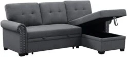 Alexent 3-Seat Modern Fabric Sleeper Sectional Sofa Bed With Pull-Out Bed With Storage Chaise Lounge In Dark Gray Color For Space Saving On Apartment, Living Room, Home Office, Guest Room 16 Alexent 3-Seat Modern Fabric Sleeper Sectional Sofa Bed With Pull-Out Bed With Storage Chaise Lounge In Dark Gray Color For Space Saving On Apartment, Living Room, Home Office, Guest Room -Amazon Store 419fBng2z3L. AC