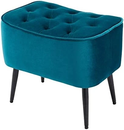 BIRDROCK HOME Tufted Curve Grey Ottoman – Velvet Foot Stool – Mid Century Modern Steel Legs - Soft Compact Padded Stool - Living Room Or Bedroom – Vanity Chair - Decorative Furniture 9 BIRDROCK HOME Tufted Curve Grey Ottoman – Velvet Foot Stool – Mid Century Modern Steel Legs - Soft Compact Padded Stool - Living Room Or Bedroom – Vanity Chair - Decorative Furniture - Image 7