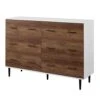 Walker Edison Mila Modern 6 Drawer Storage Buffet, 52 Inch, White And Rustic Oak
