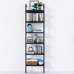 ODK 5-Tier Ladder Shelf, 74 Inches Wall Mounted Ladder Bookshelf With Metal Frame, Open Industrial Shelves For Home Office, Bedroom And Living Room, Black 24 ODK 5-Tier Ladder Shelf, 74 Inches Wall Mounted Ladder Bookshelf With Metal Frame, Open Industrial Shelves For Home Office, Bedroom And Living Room, Black -Amazon Store 419q0n0o6SL. AC