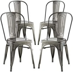 Modway Promenade Industrial Modern Steel Kitchen And Dining Room Chair In Gunmetal, One -Amazon Store 419twkNn7PL. AC