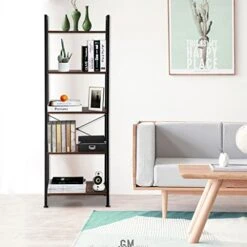 HOYOC Industrial Ladder Shelves, Free Standing Bookcase Storage Rack With Metal Frame And Open Storage Rack 5-Tier Ladder Bookshelf Organizer For Bathroom,Living Room,Office -Amazon Store 419w4lAFRuL