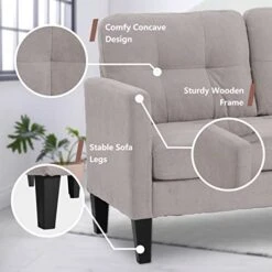 LETATA Convertible Sectional Sofa Couch With Chaise, Gray L Shaped Couch Sofa Set With Reversible Ottoman, Modern Small Sectional Couches For Living Room,Apartment,Small Spaces (Light Grey) -Amazon Store 419wyB9uNJL