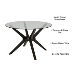 Uptown Club Modern Round Dining Table With Tempered Glass Top, Seats 4 In Style & Comfort, Elegant Kitchen Furniture For Contemporary Home, 47", Espresso -Amazon Store 41A3YH5iJfL