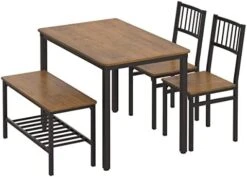 Teraves Dining Table Set For 4/Computer Desk,Kitchen Table With 2 Chairs And A Bench,Table And Chairs Dining Set 4 Piece Set For Dining Room (Black Oak+Black Frame, 110CM) 18 Teraves Dining Table Set For 4/Computer Desk,Kitchen Table With 2 Chairs And A Bench,Table And Chairs Dining Set 4 Piece Set For Dining Room (Black Oak+Black Frame, 110CM) -Amazon Store 41A5eDNDWzL. AC