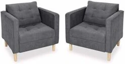 STHOUYN Mid Century Modern Upholstered Fabric Accent Chair With Arms Set Of 2 Armchair Comfy Reading Chair For Living Room Studio Office Couch, Single Sofa Set Bedroom Grey -Amazon Store 41A7KLAp9L. AC