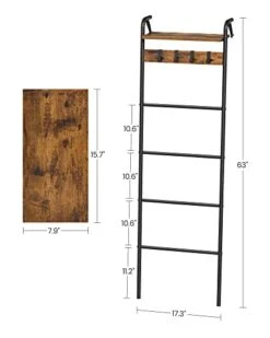 VASAGLE Blanket Ladder Shelf, Blanket Holder Rack For Living Room, Decorative Ladder With Removable Hooks, Top Storage Shelf, Metal Frame, Rustic Brown And Black ULLS017B01 13 VASAGLE Blanket Ladder Shelf, Blanket Holder Rack For Living Room, Decorative Ladder With Removable Hooks, Top Storage Shelf, Metal Frame, Rustic Brown And Black ULLS017B01 -Amazon Store 41A7TRgjEqL