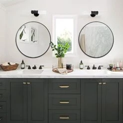 LOAAO Black Round Mirror For Wall, 30 Inch Round Bathroom Mirror, Black Circle Mirror With Matte Black Metal Frame, Circular Mirror Farmhouse, Round Wall Mirror, Tempered Glass -Amazon Store 41AGzZe4sUL