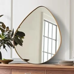 ANDY STAR Irregular Mirror Asymmetrical Mirror For Wall 24x36” Brushed Gold Bathroom Mirror, Modern Wall Mirror For Living Room Bathroom Vanity Framed Mirror Artistic Mirror 1” Deep Set Design -Amazon Store 41AJnXyFctL. AC