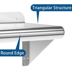 RIEDHOFF Stainless Steel Shelf 12" X 24", 180 Lb [NSF Certified] Commercial Metal Wall Mount Shelf With Backplash For Restaurant, Laundry Room, Kitchen And Garage -Amazon Store 41AL6EHqBpL