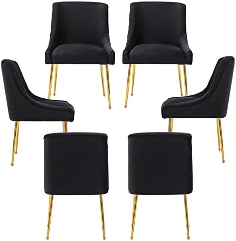 ZHENGHAO Velvet Dining Chairs Set Of 6, Modern Accent Kitchen Chairs With Gold Legs Upholstered Guest Chairs For Living Room/Kitchen/Restaurant, White 14 ZHENGHAO Velvet Dining Chairs Set Of 6, Modern Accent Kitchen Chairs With Gold Legs Upholstered Guest Chairs For Living Room/Kitchen/Restaurant, White - Image 12