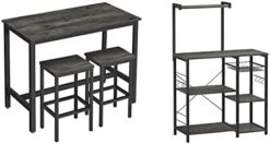VASAGLE Dining Table Set, Bar Table And Chairs Set, Kitchen Bar Height Table With Stools Set Of 2, Steel Frame, Industrial, Rustic Brown And Black ULBT218B01 -Amazon Store 41AaZ0qmmzL. AC