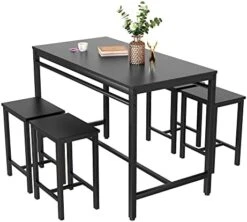MIERES 5 Pcs Dining Table Set, Kitchen Table And Chairs For 4 Kitchen Counter With Bar Height Stools, Ideal For Pub︱Home︱Farmhouse Restaurant︱Cafe, MDF Top & Steel Frame -Amazon Store 41AcUsacHL. AC