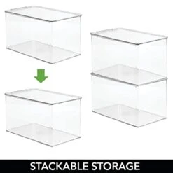 MDesign Stackable Plastic Closet Storage Container Bin Box With Hinge Lid For Organizing Shoes, Booties, Pumps, Sandals, Wedges, Flats, Heels - Lumiere Collection - 2 Pack - Clear 20 MDesign Stackable Plastic Closet Storage Container Bin Box With Hinge Lid For Organizing Shoes, Booties, Pumps, Sandals, Wedges, Flats, Heels - Lumiere Collection - 2 Pack - Clear -Amazon Store 41AlQTEzgML