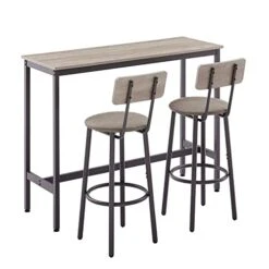 LUCKHAO Bar Table And Chairs Set For 2, 3 Piece Bistro Pub Table With 2 Stools,PU Upholstered Counter Height Dining Table And Chairs Set For Kitchen,Living Room,Bar,Small Spaces (Rectangular Grey) 14 LUCKHAO Bar Table And Chairs Set For 2, 3 Piece Bistro Pub Table With 2 Stools,PU Upholstered Counter Height Dining Table And Chairs Set For Kitchen,Living Room,Bar,Small Spaces (Rectangular Grey) -Amazon Store 41AmPDIl7AL