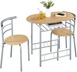 Yaheetech 3 Piece Round Dining Table Set Kitchen Breakfast Table Set For 2 Dining Table With 2 Chairs Space Saving Table Set W/Metal Frame, Wine Rack For Small Space/Apartment, Drift Brown 17 Yaheetech 3 Piece Round Dining Table Set Kitchen Breakfast Table Set For 2 Dining Table With 2 Chairs Space Saving Table Set W/Metal Frame, Wine Rack For Small Space/Apartment, Drift Brown -Amazon Store 41ApsKGzq6L. AC