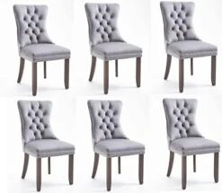 Danxee Set Of 2 High-end Velvet Dining Room Chairs Upholstered Elegant Tufted Chair With Luxurious Button Nailed Trim Ring Pull Armless Accent Chair (Black) -Amazon Store 41Ari91Pd4L. AC