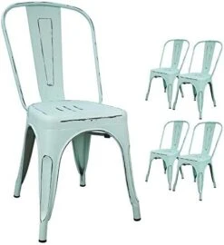Devoko Metal Indoor-Outdoor Chairs Distressed Style Kitchen Dining Chairs Stackable Side Chairs With Back Set Of 4 (Blue) -Amazon Store 41Aws4lrx4L. AC