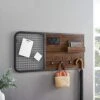 Walker Edison Hattie Industrial Metal Mesh And Wood Wall Organizer With Hooks, 42 Inch, Dark Walnut -Amazon Store 41AxuIYIUvL