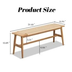 Bamskov 100% Solid Oak Dining Bench With Rope Weaving Artwork - Versatile Modern Furniture For Entryway, Dining Room, Bedroom, Kitchen - 32" L (Natural) -Amazon Store 41B1BmAYEwL