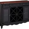 Kings Brand Buffet Server Wine Cabinet Console Table, Black / Walnut -Amazon Store 41B1WA07NrL