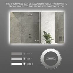 IOWVOE 60 X 36 Inch LED Mirror Backlit Bathroom Large Wall Mounted Vanity Makeup Mirror Dimmable Anti-Fog Lighted Mirror CRI 90 Adjustable Brightness 19 IOWVOE 60 X 36 Inch LED Mirror Backlit Bathroom Large Wall Mounted Vanity Makeup Mirror Dimmable Anti-Fog Lighted Mirror CRI 90 Adjustable Brightness -Amazon Store 41B52hI8q6L