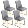 VESCASA Velvet Upholstered Dining Chairs With Back, Mid Century Modern Dining Chairs With Gold Metal Frame For Dining Room, Restaurant, Kitchen, Set Of 4, Grey -Amazon Store 41B5u8GR5FL