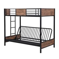 BIADNBZ Twin Over Full Metal Bunk Bed, Futon Bunkbeds Heavy Duty Frame With Guardrails And Ladder For Kids/Teens/Bedroom/Dorm, No Box Spring Needed, Black -Amazon Store 41B6jDeH7iL 1
