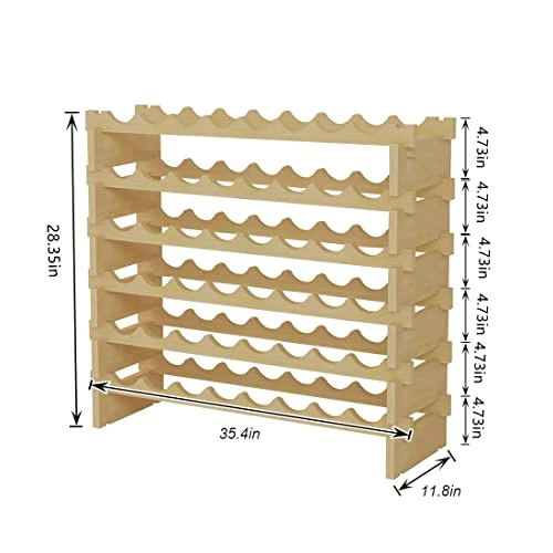 SogesHome Wine Rack Wood Storage Rack Stand, 48 Bottles Holder, 6 Tier Stackable Wine Storage Organizer Free Standing, Natural Color 7 SogesHome Wine Rack Wood Storage Rack Stand, 48 Bottles Holder, 6 Tier Stackable Wine Storage Organizer Free Standing, Natural Color - Image 5