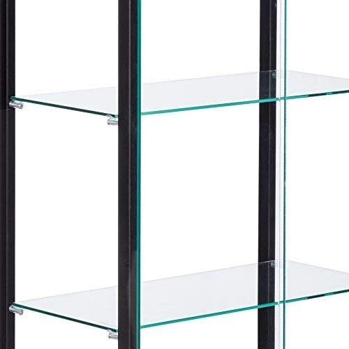 COASTER 5-Shelf Glass Curio Cabinet Black And Clear 4 COASTER 5-Shelf Glass Curio Cabinet Black And Clear - Image 2