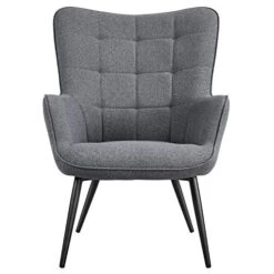 Topeakmart Accent Chair With Ottoman Set Upholstered Living Room Chair Fabric Arm Chair With Foot Rest Sofa Chair And Ottoman Set For Living Room Bedroom Office Grey -Amazon Store 41BENQBeptL