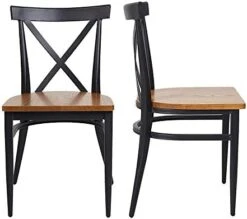 2 Set Dining Side Chairs Solid Wooden Seat And Metal Legs X Back Heavy Duty Kitchen Chairs For Restaurant Cafe Saloon, 450lbs Weight Capacity, Fully Assembled, Ergonomic Design,Black -Amazon Store 41BFOYBYqRL. AC