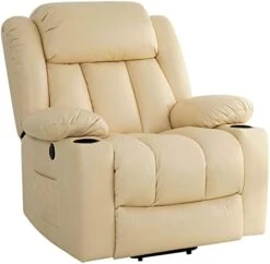 LEISLAND Power Lift Chairs Recliners For Elderly, Breathable Leather Recliner Chairs With Massage And Heat, Lay Flat Sleeper Chair With Cup Holder,OKIN Motor,USB Charge Port, Remote Control(Beige) -Amazon Store 41BG1vN2y4L. AC