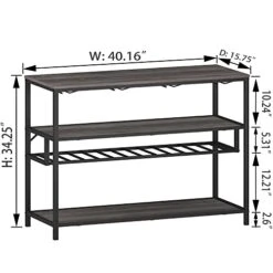 LVB Wine Rack Table, Liquor Bar Cabinet Freestanding Floor, Wooden Rustic Wine Storage With Wine Shelf And Glass Holder, Metal And Wood Modern Wine Cabinet For Home With Bottle Rack, Dark Gray Oak 15 LVB Wine Rack Table, Liquor Bar Cabinet Freestanding Floor, Wooden Rustic Wine Storage With Wine Shelf And Glass Holder, Metal And Wood Modern Wine Cabinet For Home With Bottle Rack, Dark Gray Oak -Amazon Store 41BLnvQ1RQL