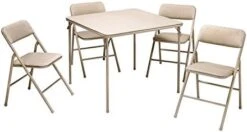 CoscoProducts COSCO Premium 5-Piece Table & Chair Dining Set, With 34" Vinyl Top Card Table And 4 Fabric Padded Seat & Back Folding Chairs, Black 19 CoscoProducts COSCO Premium 5-Piece Table & Chair Dining Set, With 34" Vinyl Top Card Table And 4 Fabric Padded Seat & Back Folding Chairs, Black -Amazon Store 41BN45TP14L. AC