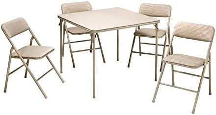 CoscoProducts COSCO Premium 5-Piece Table & Chair Dining Set, With 34" Vinyl Top Card Table And 4 Fabric Padded Seat & Back Folding Chairs, Black 11 CoscoProducts COSCO Premium 5-Piece Table & Chair Dining Set, With 34" Vinyl Top Card Table And 4 Fabric Padded Seat & Back Folding Chairs, Black - Image 9