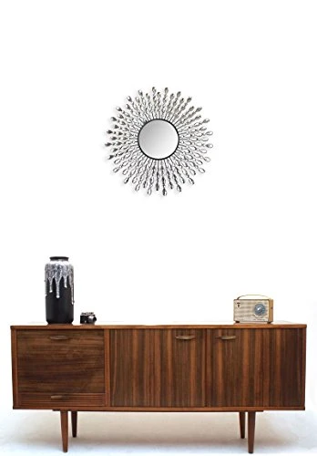 Lulu Decor, 23.50" Crystal Drop Wall Mirror, 9" Round Beveled Mirror Handmade For Living Room & Bedroom 6 Lulu Decor, 23.50" Crystal Drop Wall Mirror, 9" Round Beveled Mirror Handmade For Living Room & Bedroom - Image 4