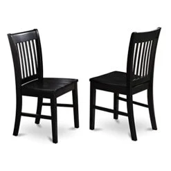 East West Furniture NFC-BLK-W Dining Room Chairs, Wood Seat